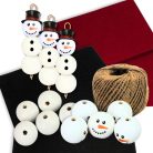   Nyomtatott fehér fagolyó hóember arccal 30mm 5db/csomag