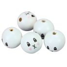 Nyomtatott fehér fagolyó nyuszi lány arccal 30mm 5db/csomag