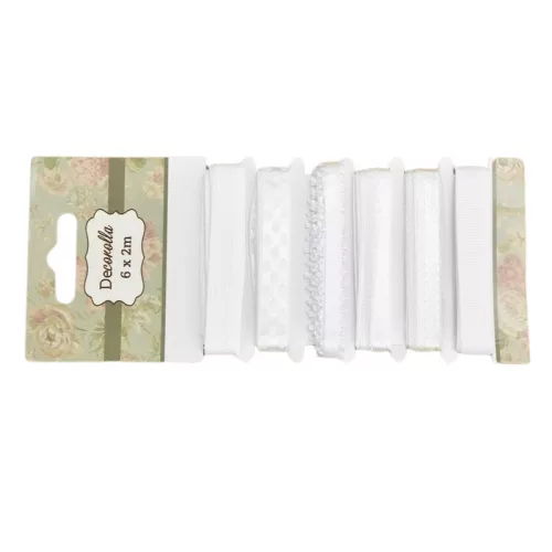 Dekor szalag 6mm x 2méter fehér árnyalatok