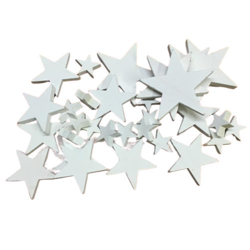Fehér fa csillagok vegyes 30db/csomag