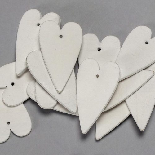 Fa szív hosszú fehér 6cm 15db/csomag