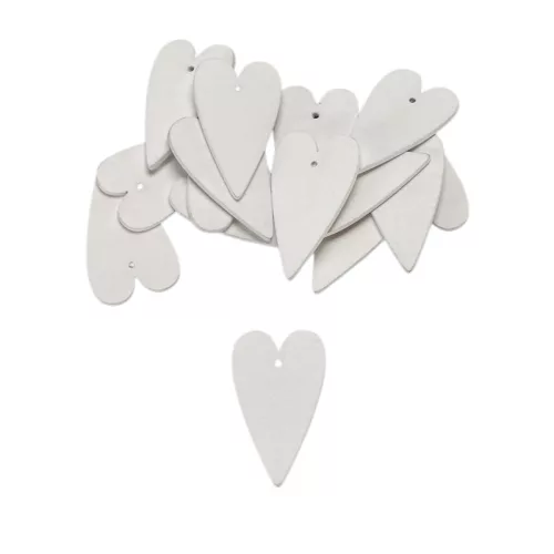 Fa szív hosszú fehér 6cm 15db/csomag