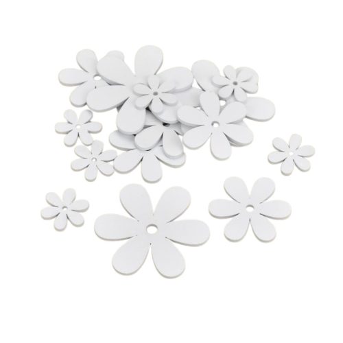 Fa virág különböző méretek fehér 15db/csomag