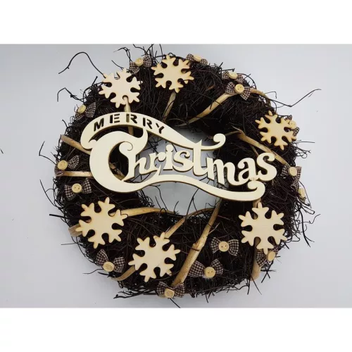 Natúr fa - Merry Christmas íves 20cm  3db/csomag