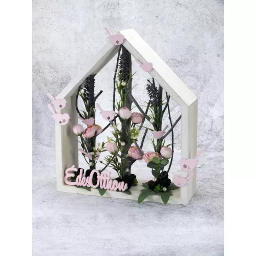 Fa "Édes Otthon" felirat pink 10cm 6db/csomag