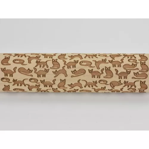 Kekszmintázó sodrófa - Cicás 38cm