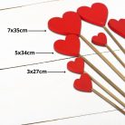 Piros fa szívek beszúrható vegyes 9db/csomag