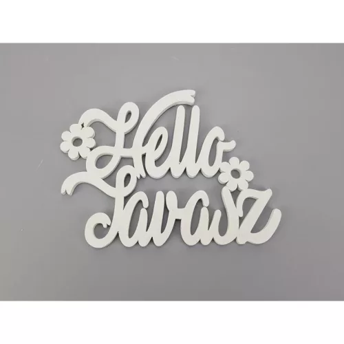 Fa "Hello Tavasz" felirat koszorúra fehér 14,5x20cm 3db/csomag