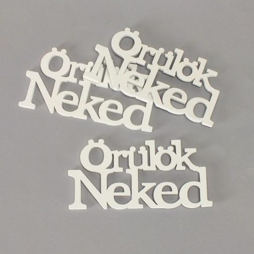 Fa "Örülök Neked" felirat koszorúra fehér 7x14cm 3db/csomag