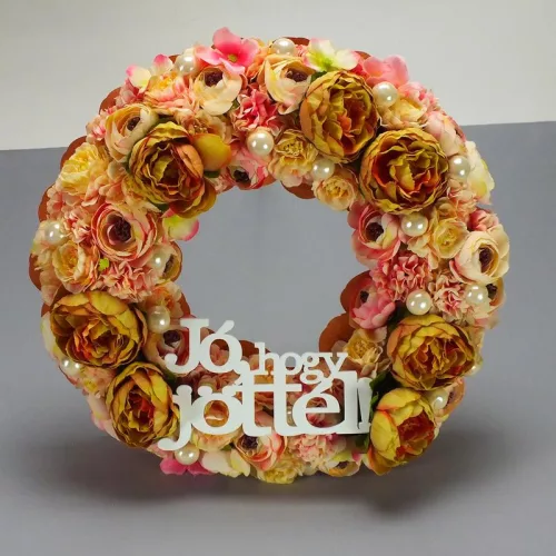 Fa "Jó, hogy jöttél!" felirat koszorúra fehér 9x14,5cm 3db/csomag