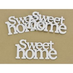   Fa "Sweet home" felirat koszorúra fehér 7x14cm 3db/csomag