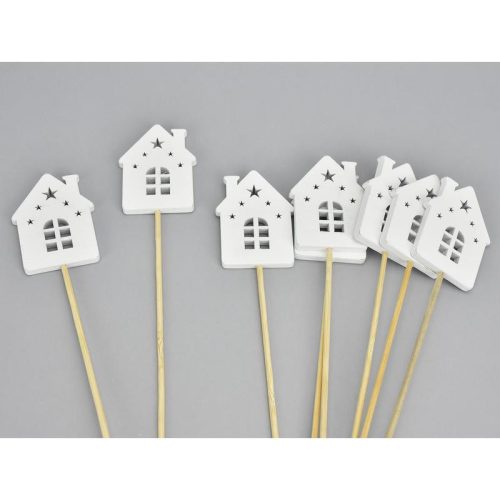 Fehér fa pálcás házikók 8db/csomag