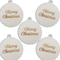 Fodros gömb Merry Christmas fehér 5db/cs