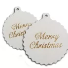 Fodros gömb Merry Christmas fehér 5db/cs