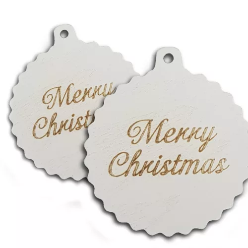 Fodros gömb Merry Christmas fehér 5db/cs