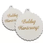 Fodros gömb Boldog karácsonyt fehér 5db/cs