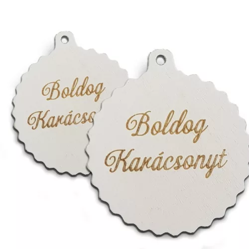 Fodros gömb Boldog karácsonyt fehér 5db/cs