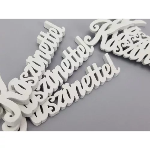 Fehér "Köszönettel" felirat 9cm 8db/csomag