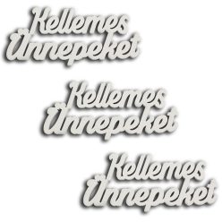 Kellemes Ünnepeket felirat fehér15cm 3db/csomag