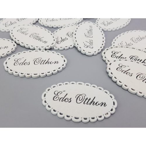 "Édes otthon" csipkés ovál tábla fehér 5db/csomag