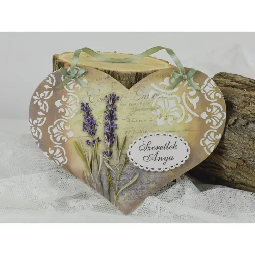 "Szeretlek Anyu" csipkés ovál tábla fehér 5db/csomag