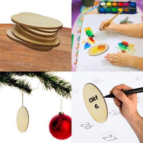 Natúr fa ovál tábla 4x8cm 12db/csomag