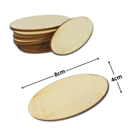 Natúr fa ovál tábla 4x8cm 12db/csomag