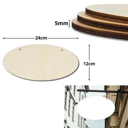 Natúr fa ovál tábla 12x24cm 3db/csomag