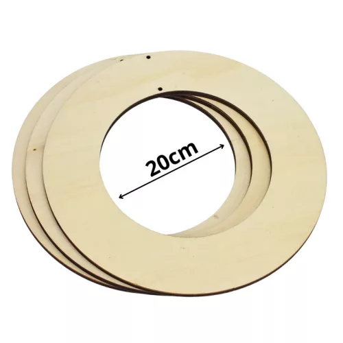 Natúr fa karika koszorú alap 20cm 3db/csomag