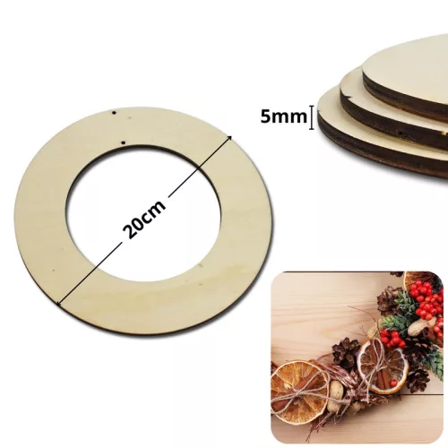 Natúr fa karika koszorú alap 20cm 3db/csomag