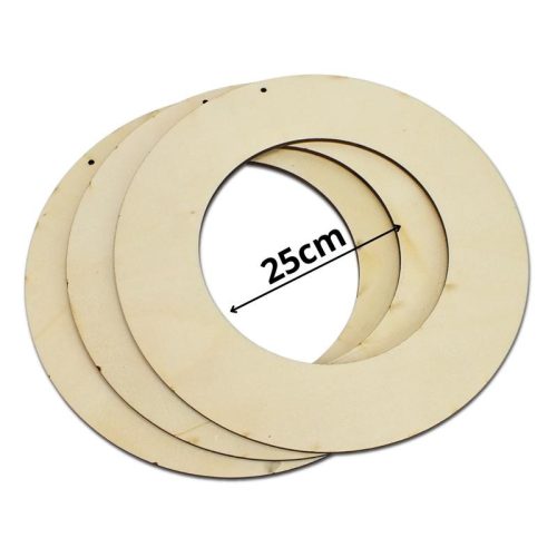 Natúr fa karika koszorú alap 25cm 3db/csomag