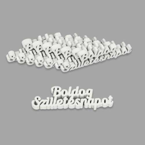 Natúr fa Boldog születésnapot felirat fehér 8db/csomag