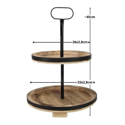 Két szintes kínáló tál fából barna 45cm