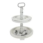 Kétszintes kínáló tál fából fehér 45cm