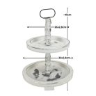 Kétszintes kínáló tál fából fehér 45cm