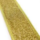 Karácsonyi szalag glitteres - arany, drótos szegéllyel