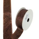 Karácsonyi szalag glitteres - csoki, drótos szegéllyel