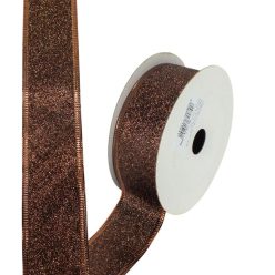 Karácsonyi szalag glitteres - csoki, drótos szegéllyel