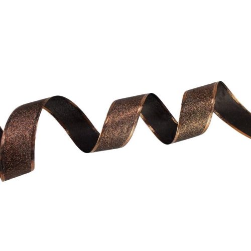 Karácsonyi szalag glitteres - csoki, drótos szegéllyel