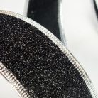 Karácsonyi szalag glitteres - fekete, drótos szegéllyel