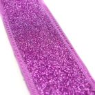 Karácsonyi szalag glitteres - lila, drótos szegéllyel