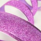 Karácsonyi szalag glitteres - lila, drótos szegéllyel