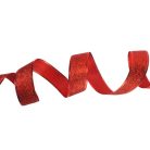 Karácsonyi szalag glitteres - piros, drótos szegéllyel