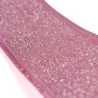 Karácsonyi szalag glitteres - rózsaszín, drótos szegéllyel