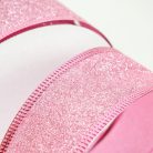 Karácsonyi szalag glitteres - rózsaszín, drótos szegéllyel