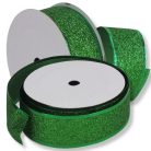 Karácsonyi szalag glitteres - zöld drótos szegéllyel