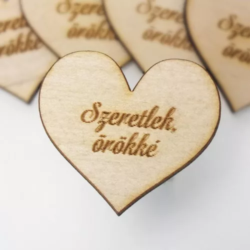 Natúr fa - Szív "Szeretlek,örökké" 4cm 5db/cs