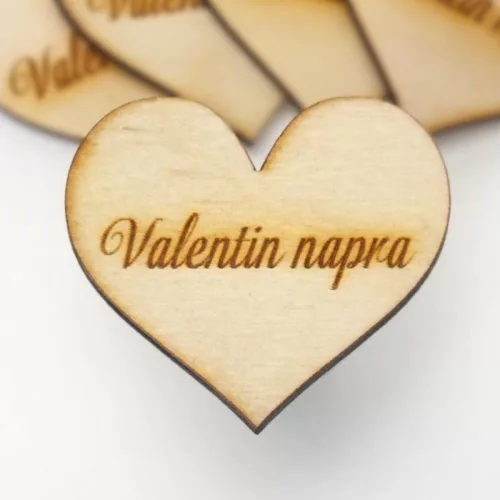 Natúr fa - Szív "Valentin napra" 4cm 5db/cs
