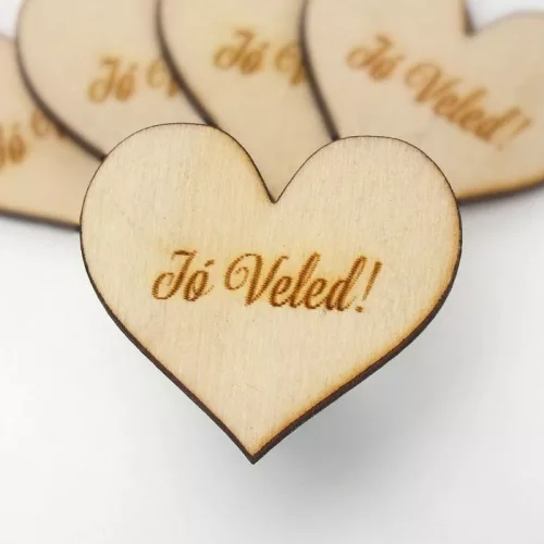 Natúr fa - Szív "Jó Veled!" 4cm 5db/cs