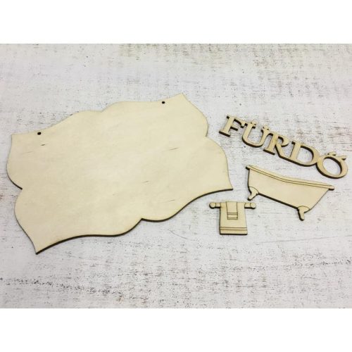 Natúr fa -  Fürdő tábla 19x13,5cm